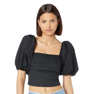 Abercrombie & Fitch Square Neck Ruched Puff Sleeve Top